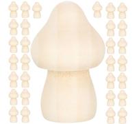 POPETPOP 60pcs Natural Wooden Mushrooms DIY Craft Set Unfinished Wooden Graffiti Mushroom Dolls for ’s Art Projects and Home Decoration