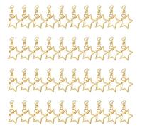 POPETPOP 60pcs Snap Hook with Chain Buckle Clips for Golden Zinc Alloy Star Shaped Keychain Accessories with 360-degree Rotating Base to Securely Secure Multiple Keys for Daily Needs