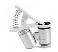 POPETPOP 60x LED Microscope Pocket Microscope Magnifier Clip for Jewelry Inspection with Illuminated Light Portable High Definition Magnifying Tool Random Color