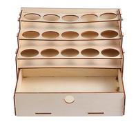 POPETPOP 65x5.50x4.72inch Double-layer Wooden Paint Rack and Storage System Sturdy Well Polished Natural Wood Material Ink Bottle Storage Holder Display Stand