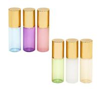 POPETPOP 6pcs 3ml Roll-on Glass Bottles Set for Essential Oils, Portable Refillable Subpackaging Bottles with Pearl Color Finish and Stainless Steel Roller Balls, Travel Cosmetic Containers