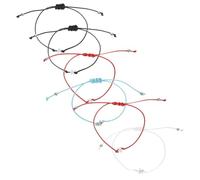 POPETPOP 6pcs Adjustable Mother Daughter Bracelets with Star Charm Delicate Ccb and Wax String Jewelry for Back to School Lovely Beaded Wristbands in Black Red and White