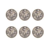 POPETPOP 6pcs Brass Zodiac Tiger Pendants Small Vintage Brass Coin Charms for DIY Jewelry Making and Hanging Decor Chinese New Year Lucky Tiger Amulet