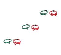 POPETPOP 6pcs Christmas Cat Collars Bells and Bow Tie Festive Holiday Pet Accessory Red and Green Lightweight Comfortable Design for Cats