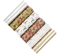 POPETPOP 6pcs Christmas Leather Sheet Leather Fabric Set for DIY Crafts, Compatible with Cutting Machine, Cut with Scissors or Sewn by Hand, for Hair Bow Crafts and Family and Friends
