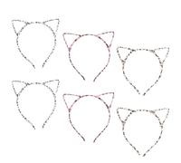 POPETPOP 6pcs Cute Headband Cat Ear Leopard Ears Headband Animal Print Elastic Leopard Print Animal for Girls Party Halloween Costume
