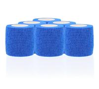 POPETPOP 6pcs Dark Blue Pet Finger Bandages, Self-Adherent Dog Paw Wraps 5cm X 4.5m, Professional Compact Bandages for Pet Paw Injury Treatment and Protection