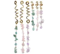 POPETPOP 6pcs Dreadlock Hair Jewelry Set with Pink, Purple, and Green Agate Beads, Mixed Length Braids Accessories for Styling and Decoration