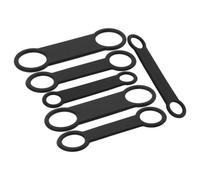 POPETPOP 6pcs Elastic Silicone Dog Tag Holder for Pet Collars, Black Replacement Bands with Easy Resizing and Silent Slide Design, for Daily Activities and Quiet Environments at Night