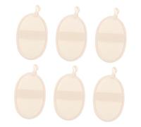 POPETPOP 6pcs Exfoliating Bath Towels Body Scrub Loofah Made from Synthetic Material with Hanging Hole Portable Bathing Tools for Deep Cleansing and Immunity Improvement Beige Style