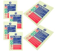 POPETPOP 6pcs Fire Response Sticker, Fire Safety Instruction Sticker, Vinyl Self Adhesive Glow-in-the-dark, 15x20cm, for Outdoors and Public Spaces