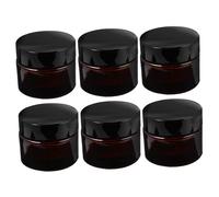 POPETPOP 6pcs Glass Cream Storage Bottle Brown Refillable Glass Jar for Storing Creams and Sub-packing Cosmetics or Skin Care Products, Travel Gift