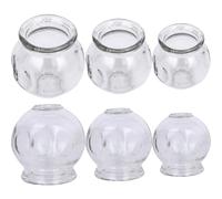 POPETPOP 6pcs Glass Cupping Set for Fire Therapy, Thickened Vacuum Suction Jars with 3 Sizes (no.3, No.4, No.5) for Home Use and Traditional Chinese Cupping Treatment