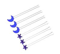 POPETPOP 6pcs Glass Swizzle Stirrers Reusable Multi-Function Bar Mixing Sticks with Delicate Moon and Star Design for Cafes and Bars