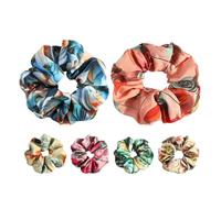 POPETPOP 6pcs Hair Scrunchies Set with Tropical 3d Floral Prints Elastic Ponytail Holders for Women and Girls, Versatile Cloth and Rubber Material Hair Ties for Parties and Travel