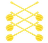 POPETPOP 6pcs Honey Mixing Stirrer Honey Dipper Sticks Honey Spoon,Plastic Honey Wand for Honey Jar Dispense Drizzle Honey Wedding Party Yellow