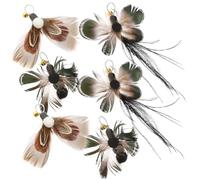 POPETPOP 6pcs Interactive Cat Teaser Wand Replacement Heads with Feather and Plastic Material for Indoor Cats Designed to Attract Cat's Attention and Provide Exercise