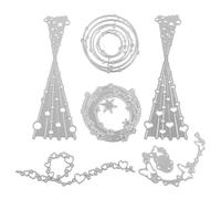 POPETPOP 6pcs Metal Cutting Dies for Paper Crafting DIY Scrapbooking Card Making, Decorative Embossing Stencils with Hearts, Stars, Flowers, Bubbles and Borders, Handcraft Tool for Creative