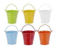 POPETPOP 6pcs Mini Bucket Crafts Vase Colored Candles Colored Metal Buckets with Handle Floral Vase Kid Tools for French Fry Tools Mini Toy Iron Child Plant