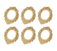 POPETPOP 6pcs Mini Handmade Resin Photo Frames for DIY Phone Case Decor and Mini House Model Design, Vintage Oval Golden Craft Frames for Elegant and Unique Decoration