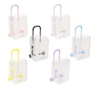 POPETPOP 6pcs Mini Plastic Jewelry Boxes with Lid, Stylish Suitcase Design for Travel-themed Party Favors and Multi-occasion Use, Compact Storage Case for Earrings and Makeup