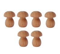 POPETPOP 6pcs Mini Wooden Mushroom Figures DIY Decoration Set, Delicate Brown Woodcrafts for Windowsills and Cabinets, Unique Scene Adornment for Fairy Garden Or Photography Prop
