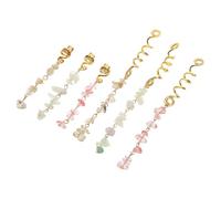 POPETPOP 6pcs Natural Crystal Stone Hair Jewelry Dreadlock Clips Spiral Hair Accessories Alloy Stone Mint Green Light Yellow Deep Pink Everyday and Special Occasions