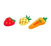 POPETPOP 6pcs Plush Catnip Pet Set for Cats Featuring Strawberry Pineapple and Carrot Shapes Made of Soft Plush Material to Encourage Grabbing and Reduce Destructive Behaviour during Pet