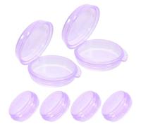 POPETPOP 6pcs Portable Round Pill Organizer 3-Times Daily Medicine Storage Box Set with Purple Compact Case for Travel Accessories and Vitamin Dispenser