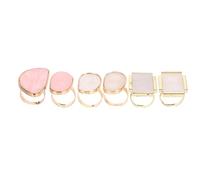 POPETPOP 6Pcs Resin Nail Mixing Palettes Set with Agate Gold Edge, Mini White Pink Colorful Fan-Shaped Pallets for Manicure, Nail Art, and Makeup Mixing at Home Salon