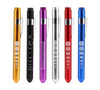 POPETPOP 6pcs Reusable LED Penlight Portable Aluminum Alloy Pen Shape Flashlight with Clip Lightweight Yellow Light for Home and Work Use Random Color