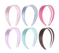 POPETPOP 6pcs Satin Covered Wide Band Headbands for Women, Plain Smooth Hairbands Designed to Minimise Tangling and Maintain a Neat Appearance, for Yoga Sessions and Home Use