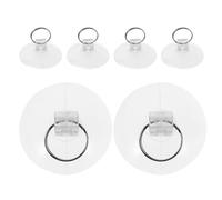 POPETPOP 6pcs Suction Cup Hooks Suction Cups with Metal Key Ring PVC Rubber Glass Strong Power No Trace Design Minimalist Design for Kitchen Walls