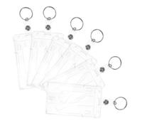 POPETPOP 6pcs Vertical Double-Sided Id Card Badge Holders with Thumb Slot, PC Plastic Card Cases with Keyring and Strap, Standard Size for Office and School Use