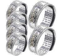 POPETPOP 6Pcs Vintage Gold Mythical Creature Wealth Amulet Rings for Men, Retro Metal Finger Rings Eight Guardian Proverbs Engraving, Protective Decorative Mascot Jewelry for Finger and