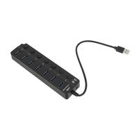 POPETPOP 7-port USB Hub Extension Cable for Laptop with Plug and Play Function, LED Power Indicator Light, Abs Material, Multiple USB Additional Ports for High-speed Data Transfer