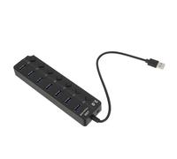 POPETPOP 7-port USB Hub with Backup Power Supply Port and LED Power Indicator Light Abs Material USB Splitter for Laptop Extension Adapter Suitable for Office and Home Use