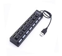 POPETPOP 7 Ports USB 2.0 Hub with Individual Power Control, Downward Compatible with Usb1.1 Devices, Plastic Material, Multiple USB Port Hub for Pc and Laptop Use