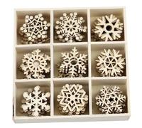 POPETPOP 72Pcs Christmas Small Handmade Wooden Shapes: Mix Different Shapes Snowflakes for DIY Party Craft, Card Making and Christmas Decorations, 3.11 X 2.8 X 2.5 Cm