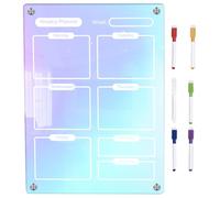 POPETPOP 7pcs Acrylic Message Board Daily Planner Magnetic Board with Reusable Dry Erase Surface Assorted Colors for Message at Home