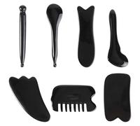 POPETPOP 7pcs Gua Sha Scraping Board Set Black Resin for Meridian Health Care and Lactic Acid Removal Facial and Body Massage Tools for Relaxation