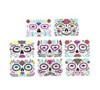POPETPOP 8 Sheets Glow Dark Halloween Face Decals Temporary Stickers for Costume Parties Carnival Day Dead Safe Skin Friendly Bright Colors