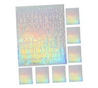 POPETPOP 8 Sheets Holographic Vinyl Number Stickers Self Adhesive Alphabet Decals for DIY Crafts Scrapbooking Mailbox Outdoor Use Reflective Letters
