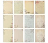 POPETPOP 80pcs Vintage Writing Paper Classic Aged Stationery for Letters Notes Scrapbooking Premium Quality Smooth Surface European Rustic Style Assorted Patterns for Writing