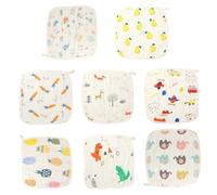 POPETPOP 8pcs 100% Cotton Face Towels Soft Absorbent Washcloths 30x30cm Nursing Wipes for Infants Feeding and Bath Care Assorted Style
