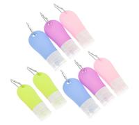 POPETPOP 8pcs 60ml Silicone Squeeze Dispenser Bottles with Hook, Refillable Makeup Empty Containers for Travel Cosmetic Storage, Assorted Blue Green Violet Pink Colors Random Random Color