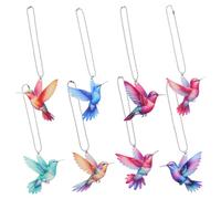 POPETPOP 8pcs Acrylic Bird Ornaments Car Rearview Mirror Hanging Charms Decorative Flying Bird Pendants for Car Interior Party Holiday Home Decor Accessories