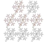 POPETPOP 8pcs Christmas Snowflake Hair Clips Set, Alloy Metal Hairpins Gold and Silver Finish, Festive Hair Accessories and Women Holiday Styling