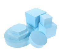 POPETPOP 8pcs Cube Photography Props Set for Jewelry Cosmetics Product Photo Shoot, Geometric Decorative Photo Props in Light Blue for Studio Background