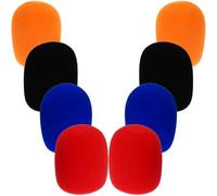 POPETPOP 8pcs Handheld Mic Sponge Covers Windshield Set with Thickened Foam, Multi-color Red Orange Black Navy, Microphone Windscreens for Ktv Stage Performance